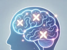 Investigadores descubren cómo detectar el Alzheimer antes de que afecte la memoria Ilustración digital minimalista de un cerebro humano con zonas iluminadas que representan acumulaciones de proteína tau, asociadas a la detección temprana del Alzheimer. La imagen utiliza tonos azules y morados para transmitir un enfoque científico y esperanzador.