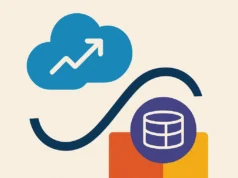 Salesforce se acerca a un acuerdo de 8 mil millones de dólares por la firma de software de gestión de datos Informatica Ilustración abstracta y minimalista que representa la fusión tecnológica entre Salesforce e Informatica. Incluye un ícono de nube azul con una flecha ascendente, una línea curva oscura que conecta con un símbolo de base de datos sobre formas geométricas en rojo, naranja y púrpura, todo sobre un fondo claro.