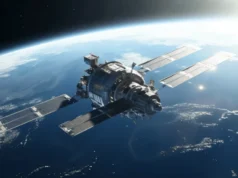 China pone fin a su dependencia de software extranjero: el primer sistema operativo espacial nacional es todo un éxito Satélite artificial con paneles solares desplegados orbitando la Tierra, con el planeta azul visible al fondo y la luz solar iluminando el borde de la atmósfera.