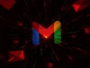Google Gemini vulnerable a ataques de phishing a través de inyección de prompts en resúmenes de email Logo de Gmail en colores vivos sobre un fondo negro, rodeado de múltiples sobres rojos flotando y líneas de datos rojizas que irradian desde el centro, evocando una atmósfera oscura y amenazante.
