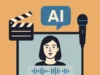 Ahora puedes hacer hablar a tus fotos con Veo 3 de Google Ilustración digital en estilo plano que representa el uso de inteligencia artificial en la creación multimedia. Una mujer aparece en la pantalla de un monitor, con una forma de onda de voz debajo. Sobre ella hay un globo de diálogo con las letras 'AI'. A la izquierda, una claqueta de cine y a la derecha, un micrófono clásico, todo sobre un fondo naranja cálido.