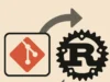 Git propone introducir Rust como dependencia obligatoria en la versión 3.0 Ilustración digital en estilo plano que muestra el logotipo de Git a la izquierda y el logotipo de Rust a la derecha, conectados por una flecha curva ascendente que simboliza la transición de Git hacia Rust.