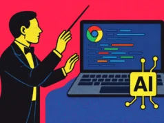 Google lanza Chrome DevTools MCP, una herramienta gratuita impulsada por IA para facilitar el desarrollo web Un director de orquesta que dirige una laptop con el logo de Chrome en la pantalla mostrando líneas de código, mientras un chip con las siglas “AI” simboliza la inteligencia artificial conectada al proceso