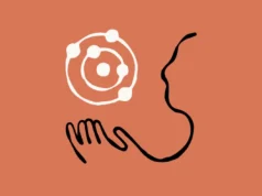 Anthropic lanza Claude Opus 4.5, su modelo de IA más avanzado para programación y agentes Ilustración minimalista en fondo color terracota que muestra la silueta de un rostro de perfil observando un átomo estilizado con órbitas y electrones dibujados en trazos blancos.