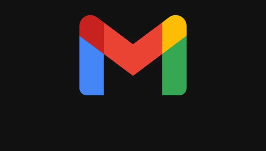 Logotipo de Gmail con la letra ‘M’ multicolor sobre un fondo negro, representando el servicio de correo electrónico de Google.